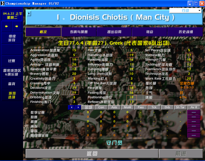 1,门将chiotis(希奥蒂斯,雅典aek球员这一篇主要聊聊引援,也就是大家