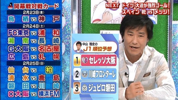中山雅史预测新赛季j1前三名 大阪樱花 川崎前锋 磐田喜悦 浦和红钻 鹿岛鹿角 大阪樱花 川崎前锋 磐田喜悦 中山雅史 懂球帝