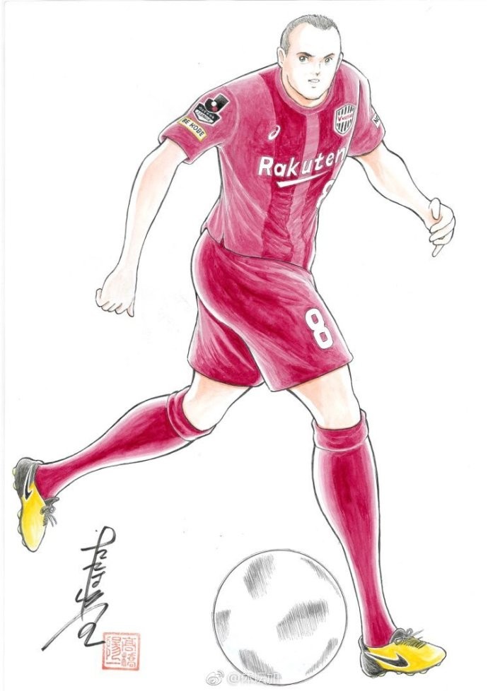 足球漫画:伊涅斯塔与《足球小将》作者高桥阳一会面