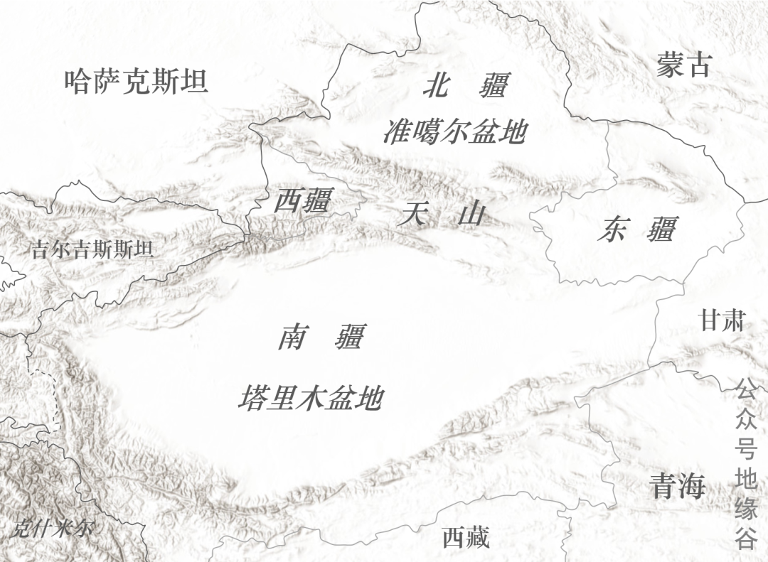 新疆轮廓图重要地形区图片