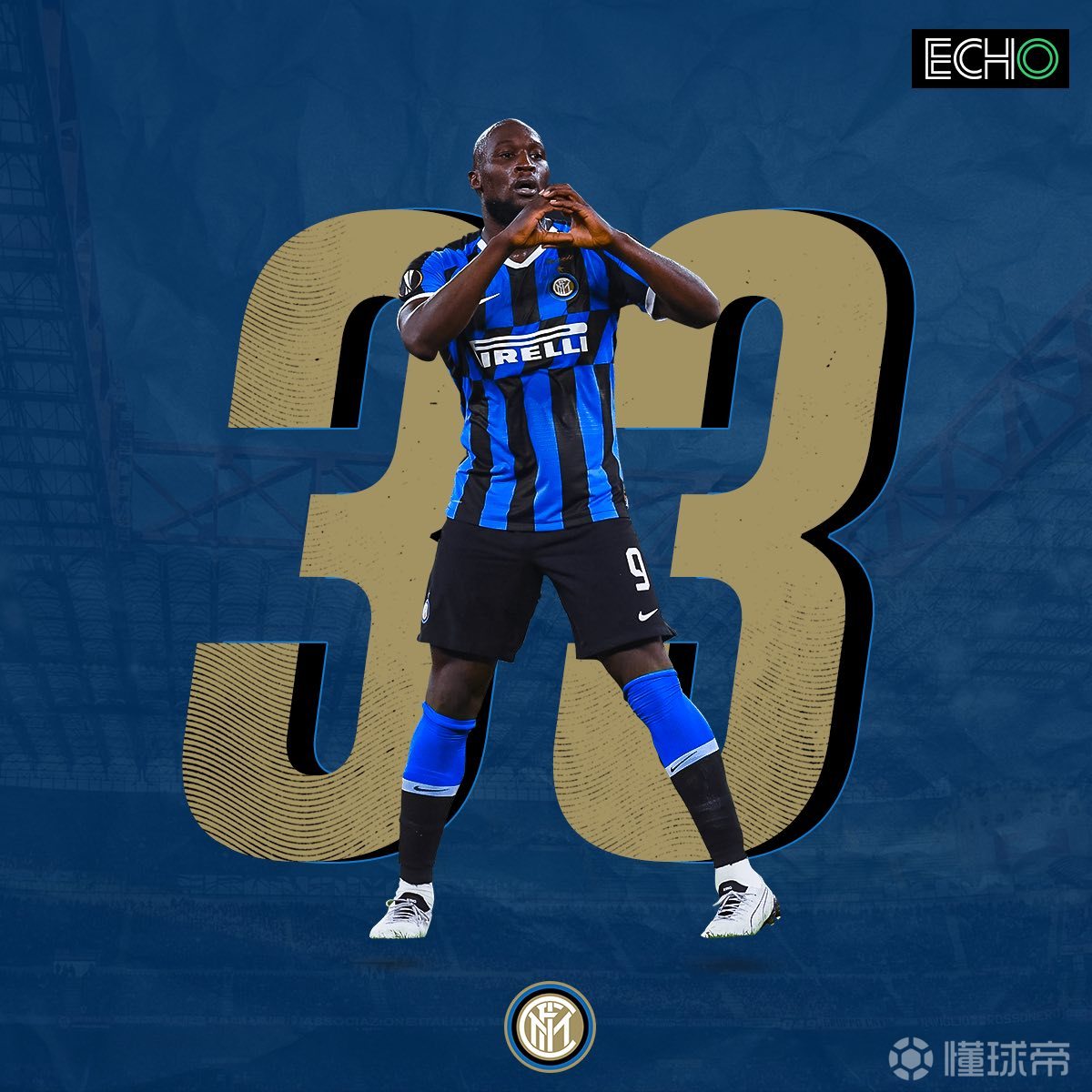 杀疯的卢卡库卢卡库攻入赛季第33球距离罗