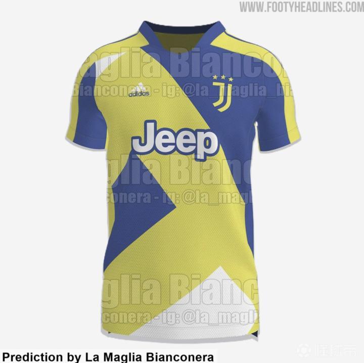 尤文202122赛季第三球衣谍照曝光采用柠檬黄蓝色撞色搭配
