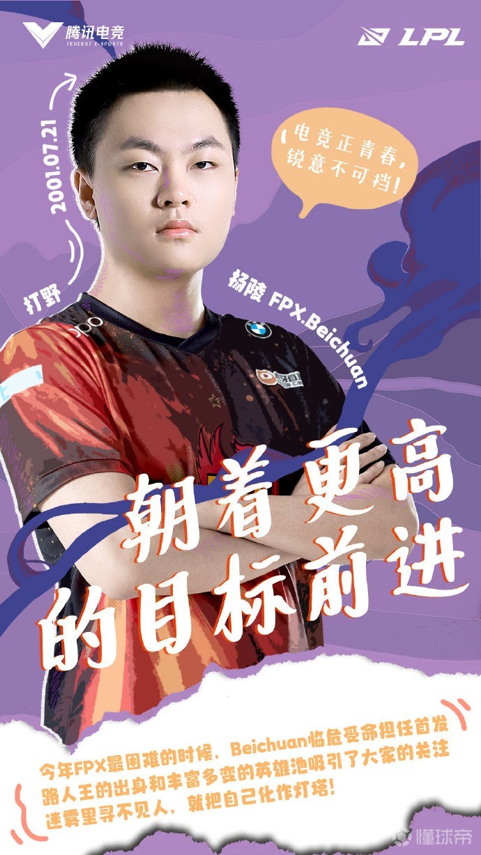 五四青年节腾讯电竞发布lpl6位表现出彩的00后选手海报