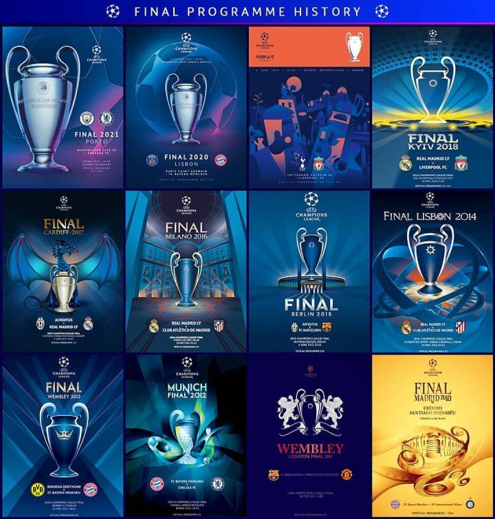 欧冠决赛海报历史,你最喜欢哪一张?