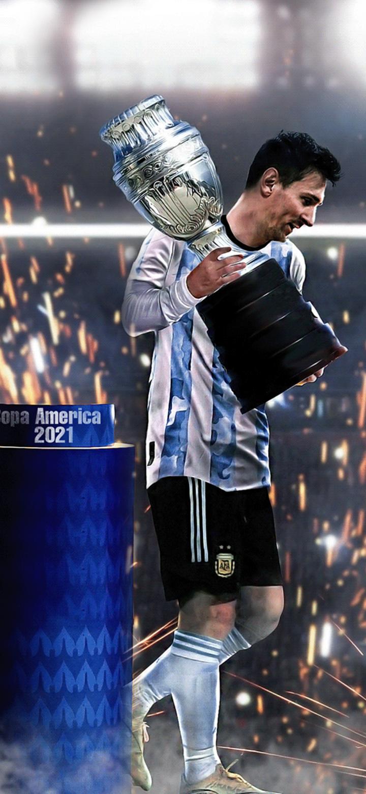 踢球侠无水印全面屏壁纸:梅西国家队重要时刻手机壁纸第七期