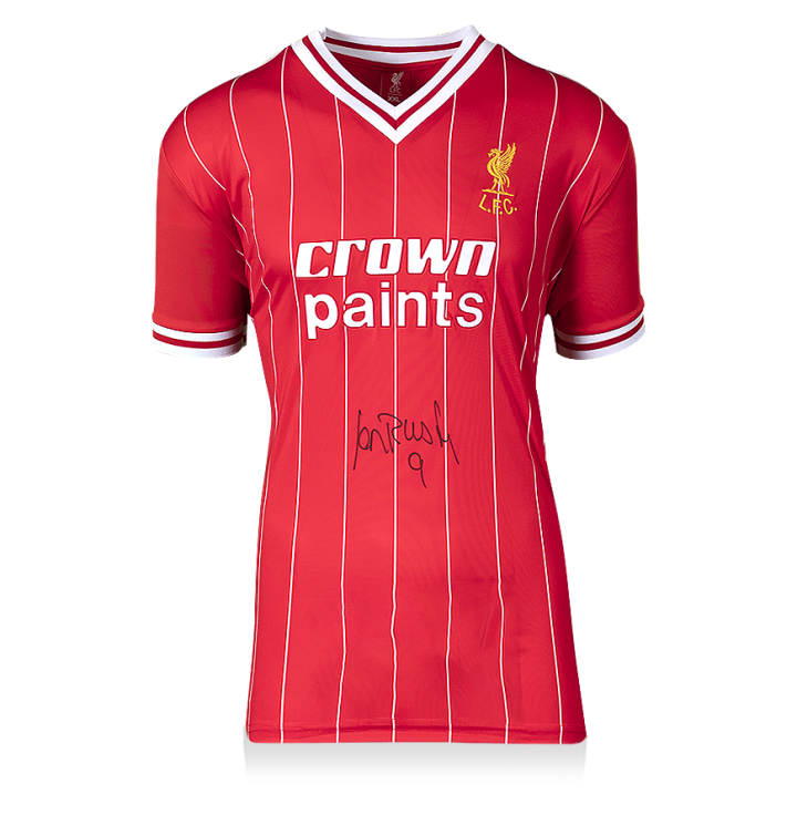 icons上架利物浦传奇球星伊恩·拉什签名装裱球衣