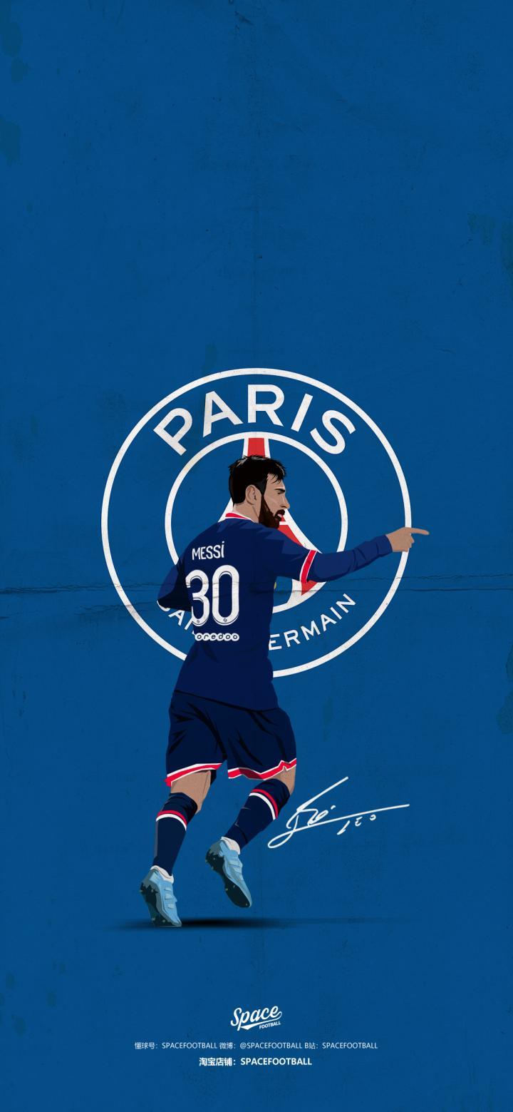 梅西加盟巴黎圣日耳曼纪念插画designed b.