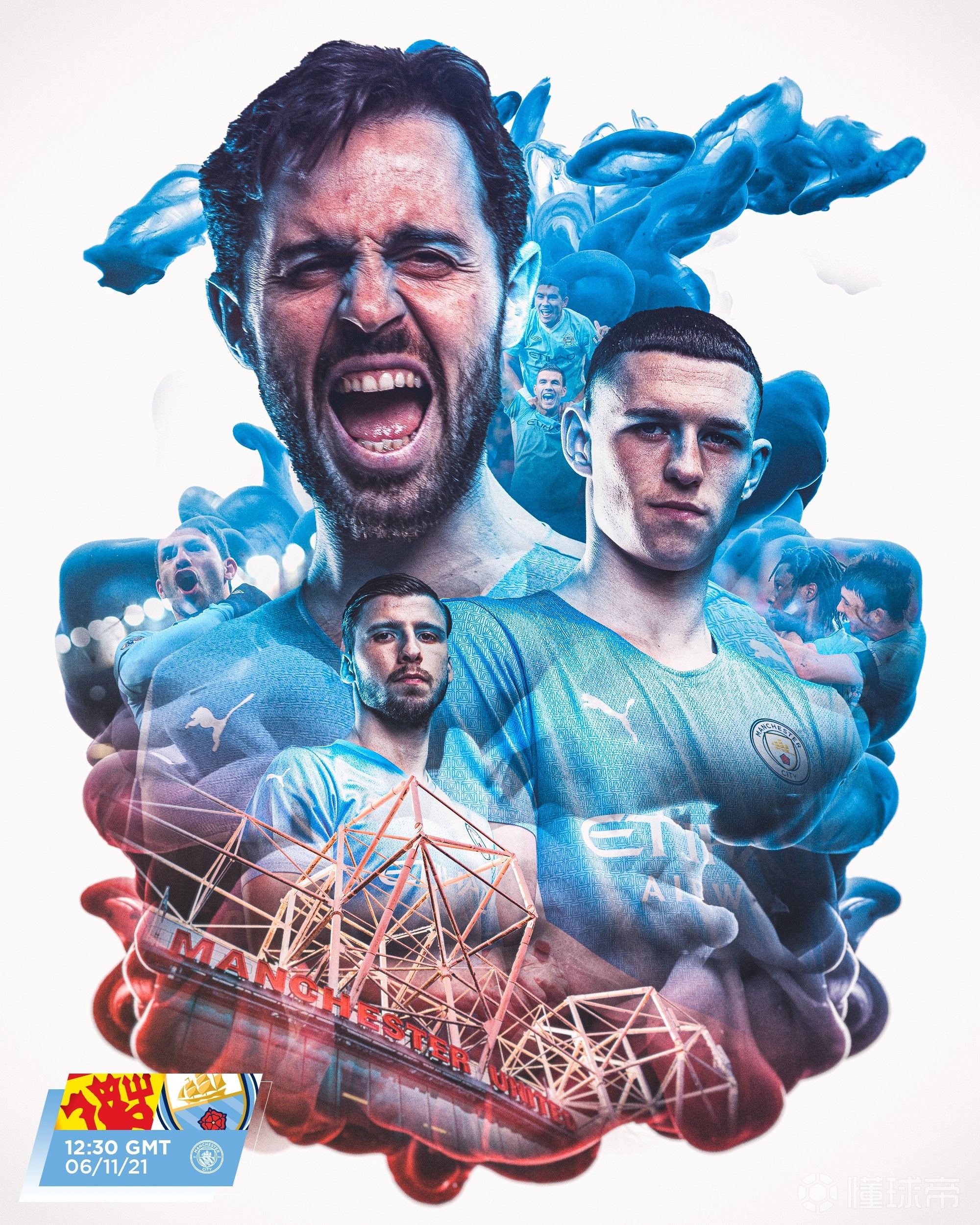 曼城发布曼市德比海报福登b席迪亚斯出镜
