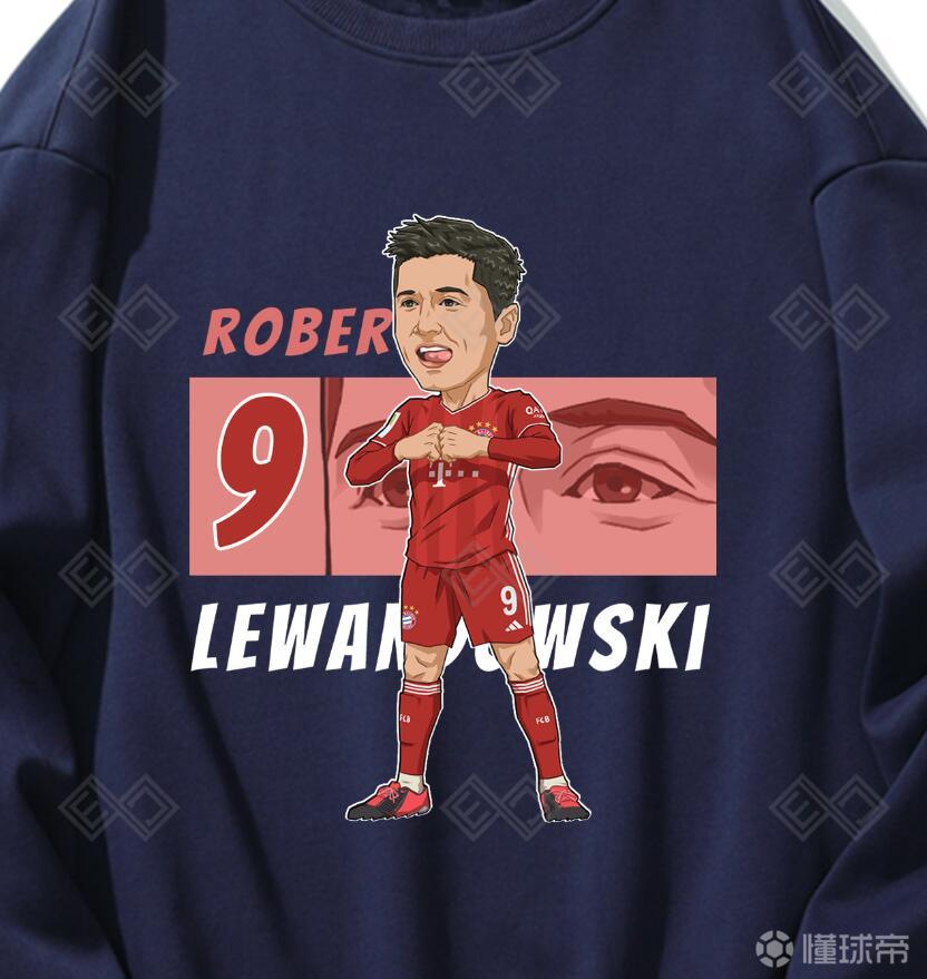 原创球星漫画拜仁神锋莱万多夫斯基高清图请