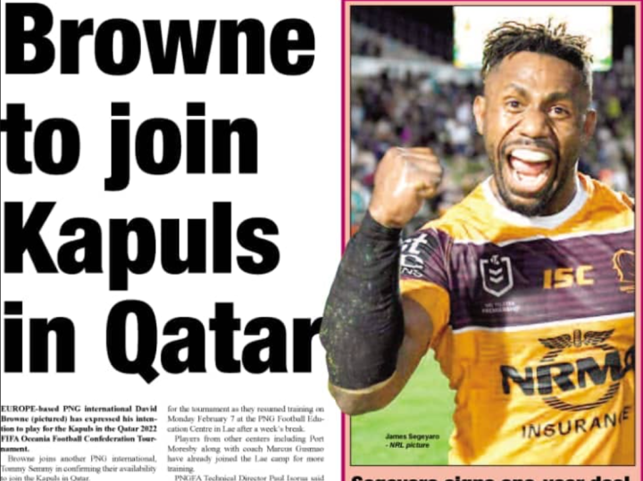 大卫布朗正式加入巴新男足集训大名单