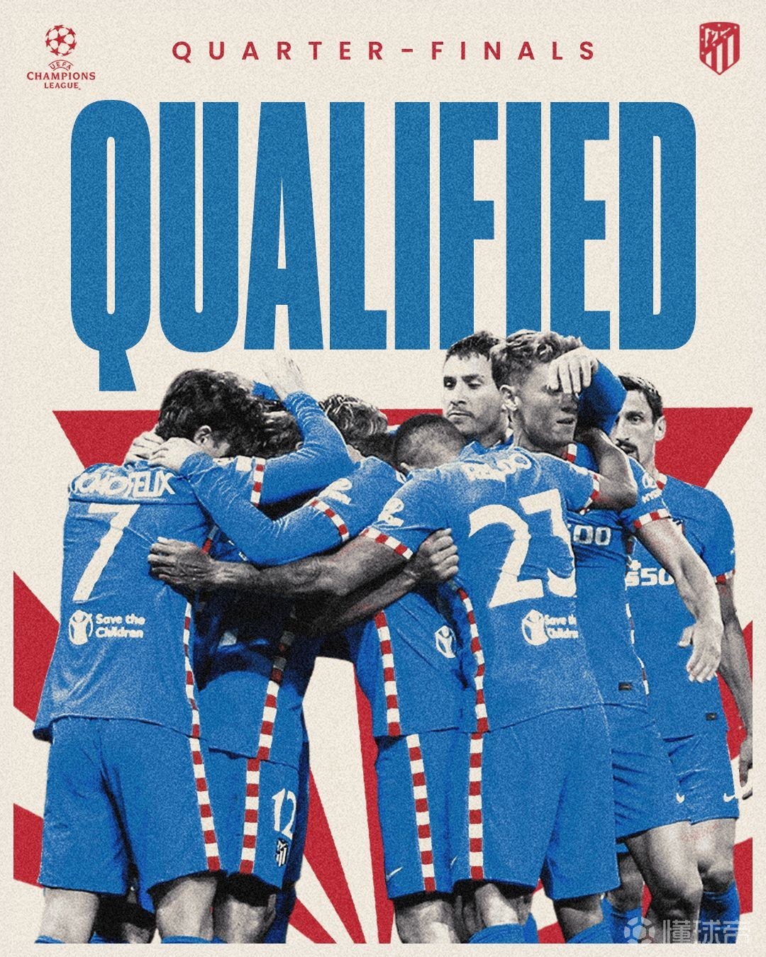 闯进欧冠八强马竞官方发布晋级海报