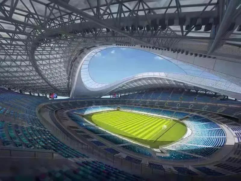 西安国际足球中心项目室外地下车库已接近全部封顶,球场金属屋面主