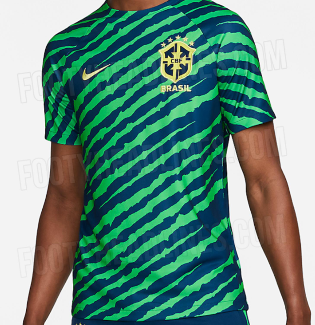 巴西国家队2022世界杯赛前训练服。