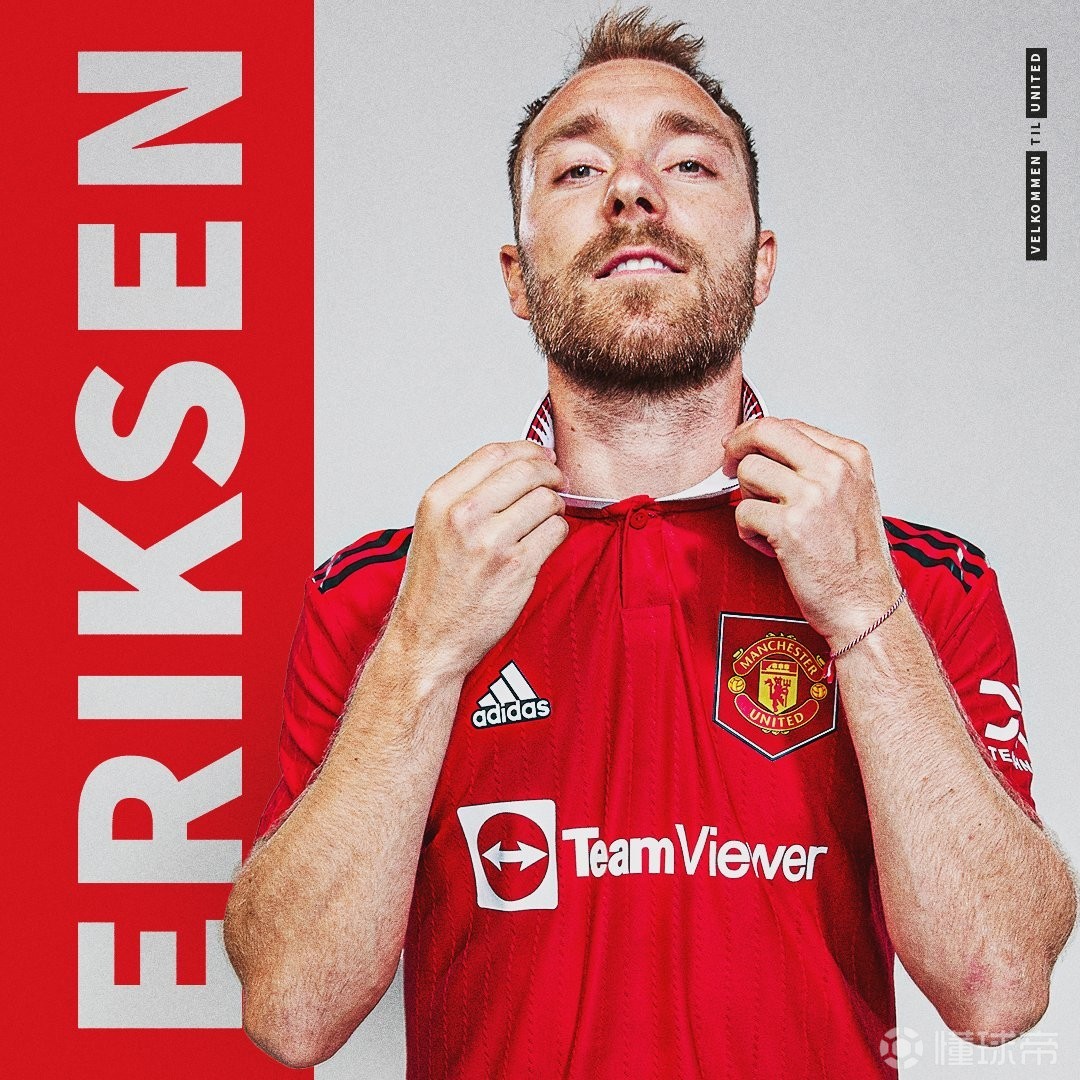 曼联官方晒出了埃里克森身穿球队新赛季主场球衣的照片,并配文:"天生